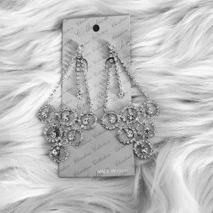 ELEGANT DIAMANTE RHINESTONE  CHANDELIER STATEMENT EARRINGS